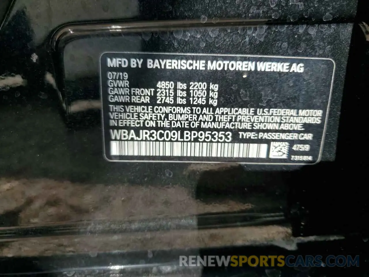 12 Photograph of a damaged car WBAJR3C09LBP95353 BMW 5 SERIES 2020