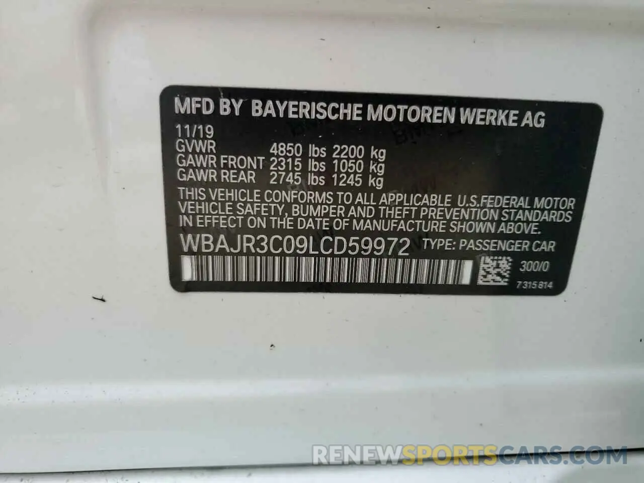 13 Photograph of a damaged car WBAJR3C09LCD59972 BMW 5 SERIES 2020