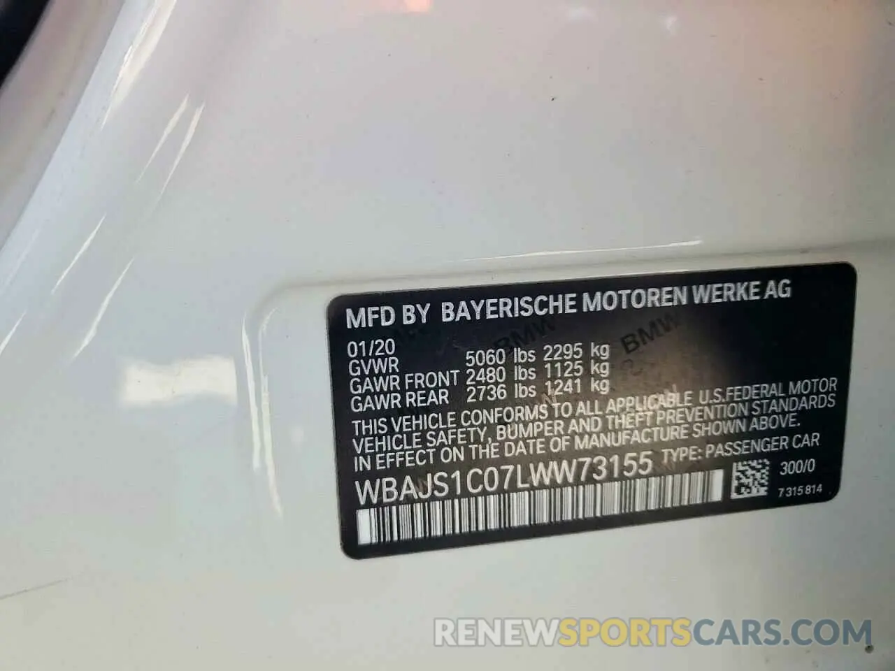 14 Photograph of a damaged car WBAJS1C07LWW73155 BMW 5 SERIES 2020