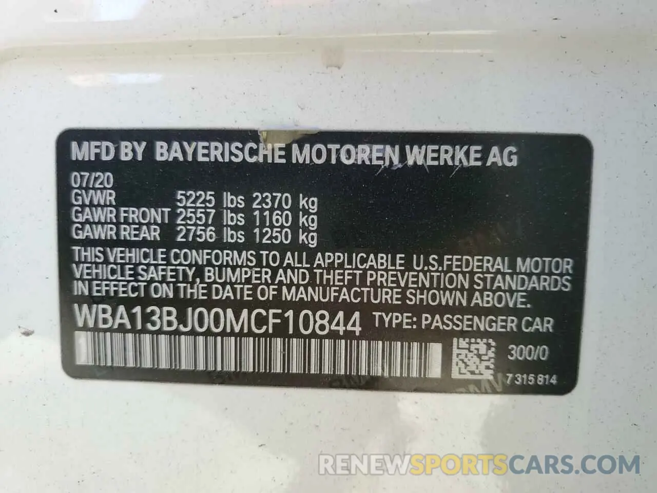 12 Photograph of a damaged car WBA13BJ00MCF10844 BMW 5 SERIES 2021