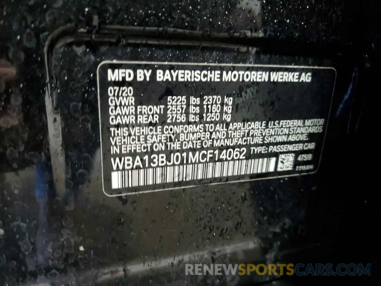 12 Photograph of a damaged car WBA13BJ01MCF14062 BMW 5 SERIES 2021
