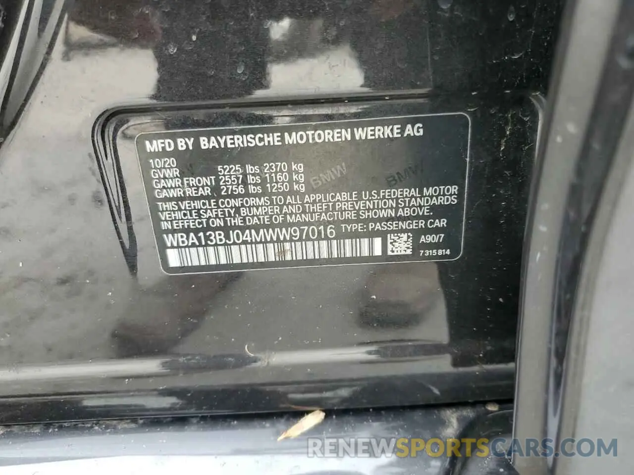 12 Photograph of a damaged car WBA13BJ04MWW97016 BMW 5 SERIES 2021