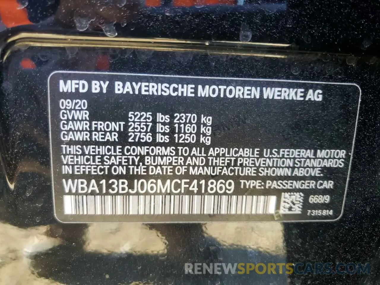12 Photograph of a damaged car WBA13BJ06MCF41869 BMW 5 SERIES 2021