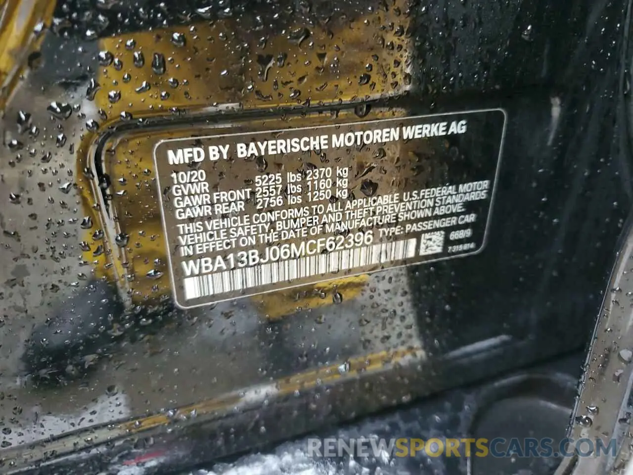 12 Photograph of a damaged car WBA13BJ06MCF62396 BMW 5 SERIES 2021