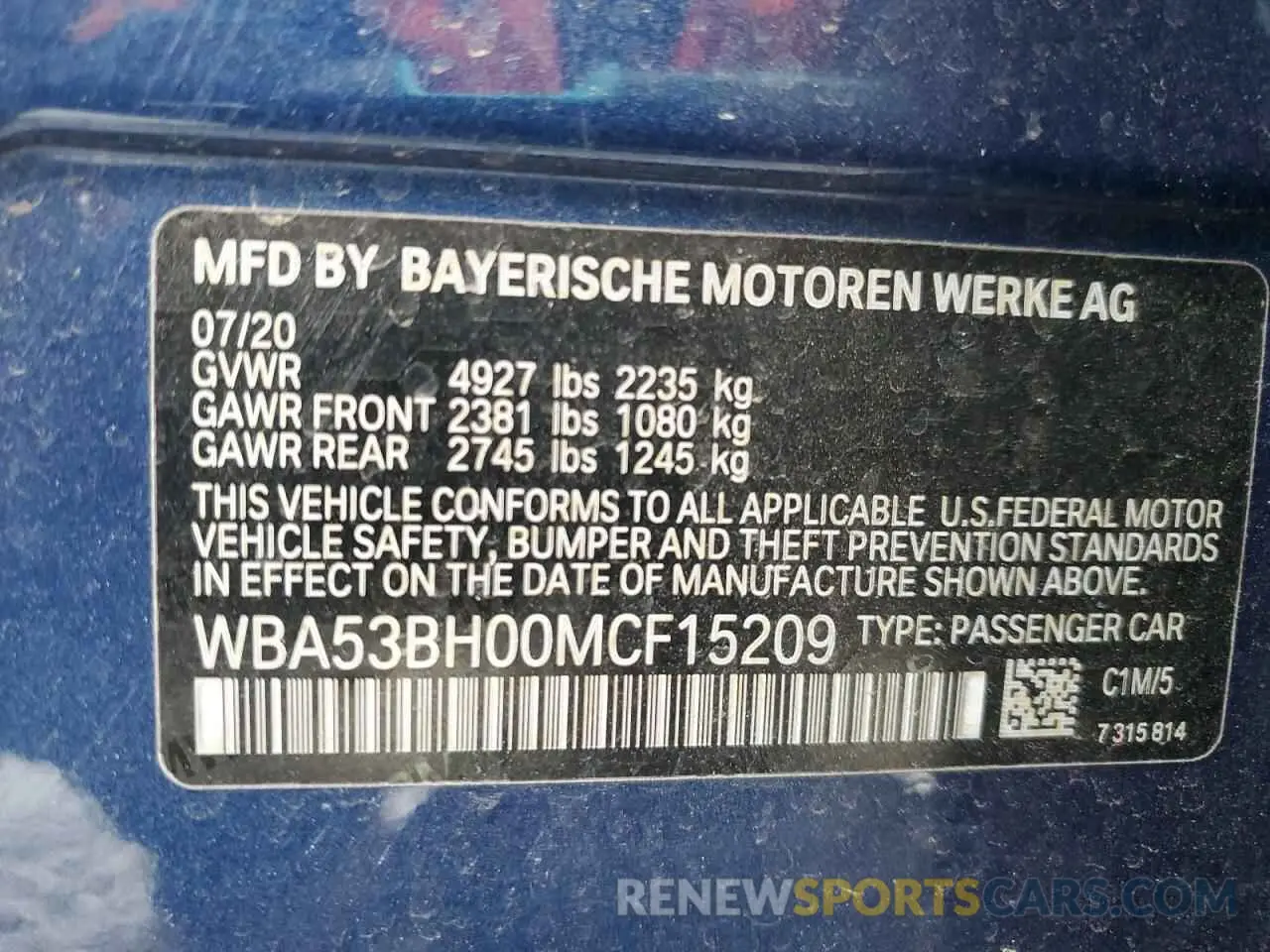 15 Photograph of a damaged car WBA53BH00MCF15209 BMW 5 SERIES 2021