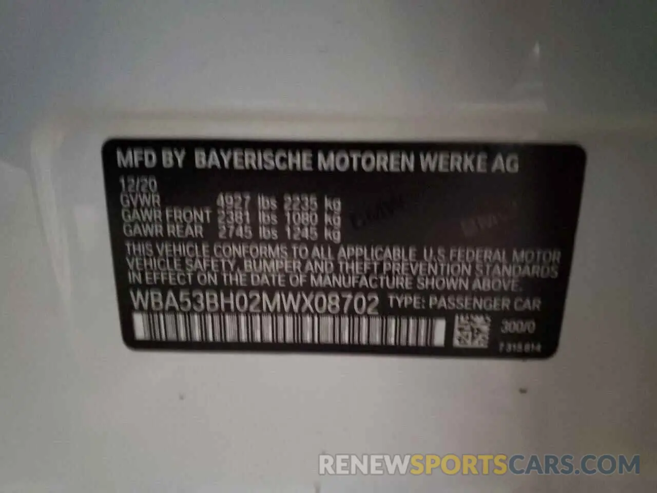 13 Photograph of a damaged car WBA53BH02MWX08702 BMW 5 SERIES 2021