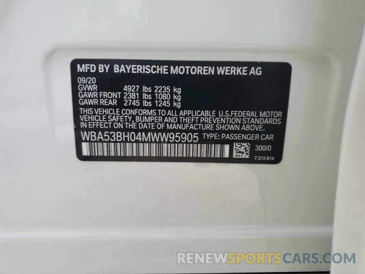 13 Photograph of a damaged car WBA53BH04MWW95905 BMW 5 SERIES 2021