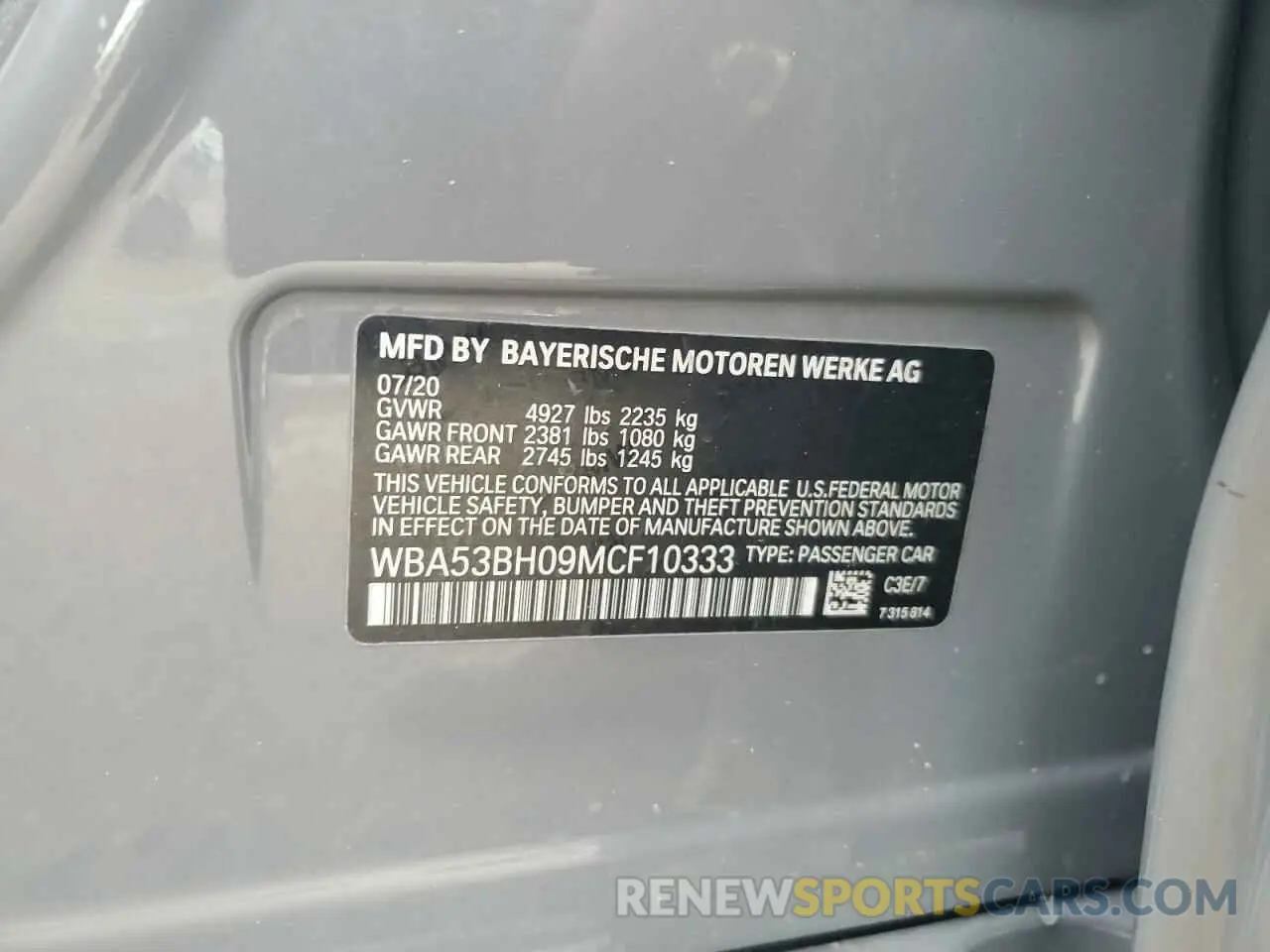 12 Photograph of a damaged car WBA53BH09MCF10333 BMW 5 SERIES 2021