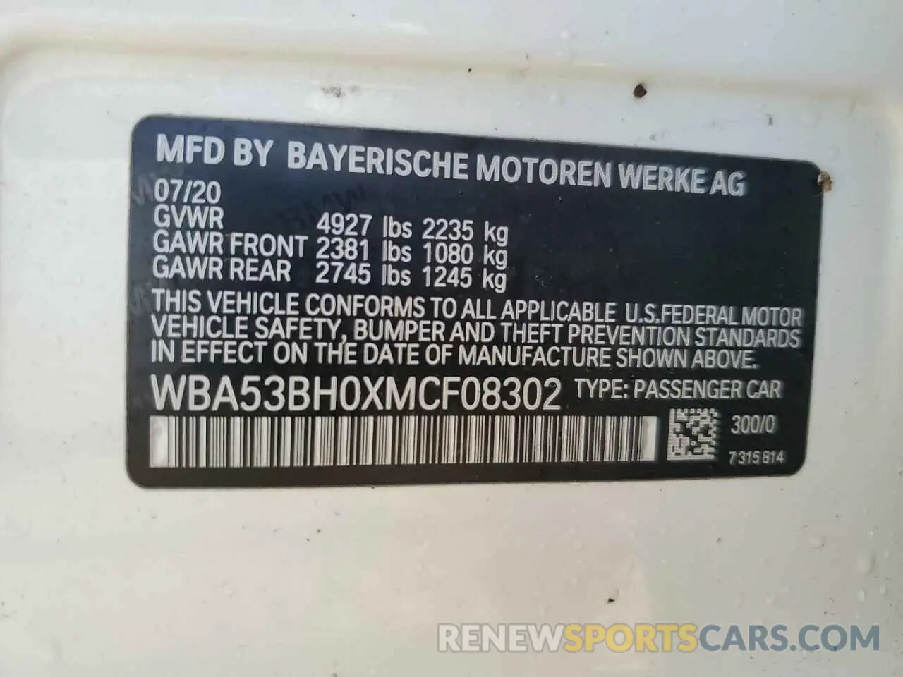 13 Photograph of a damaged car WBA53BH0XMCF08302 BMW 5 SERIES 2021