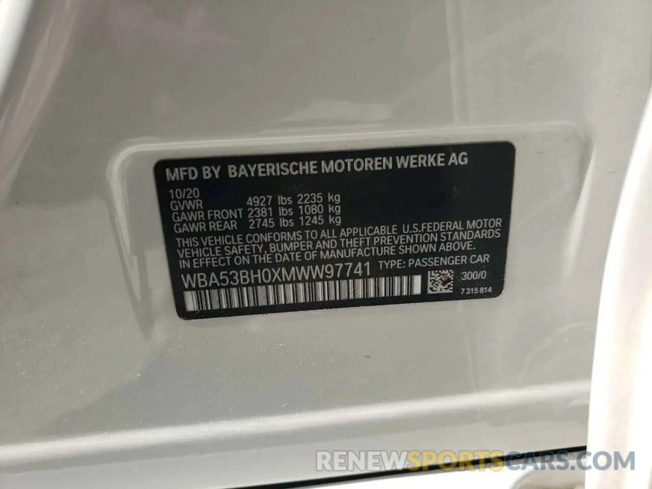12 Photograph of a damaged car WBA53BH0XMWW97741 BMW 5 SERIES 2021