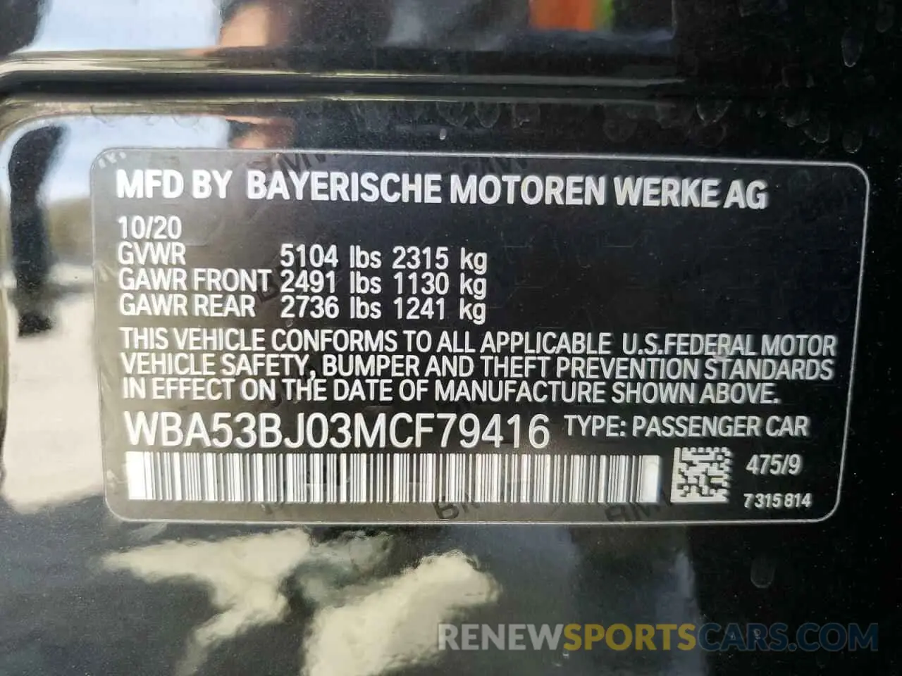 12 Photograph of a damaged car WBA53BJ03MCF79416 BMW 5 SERIES 2021