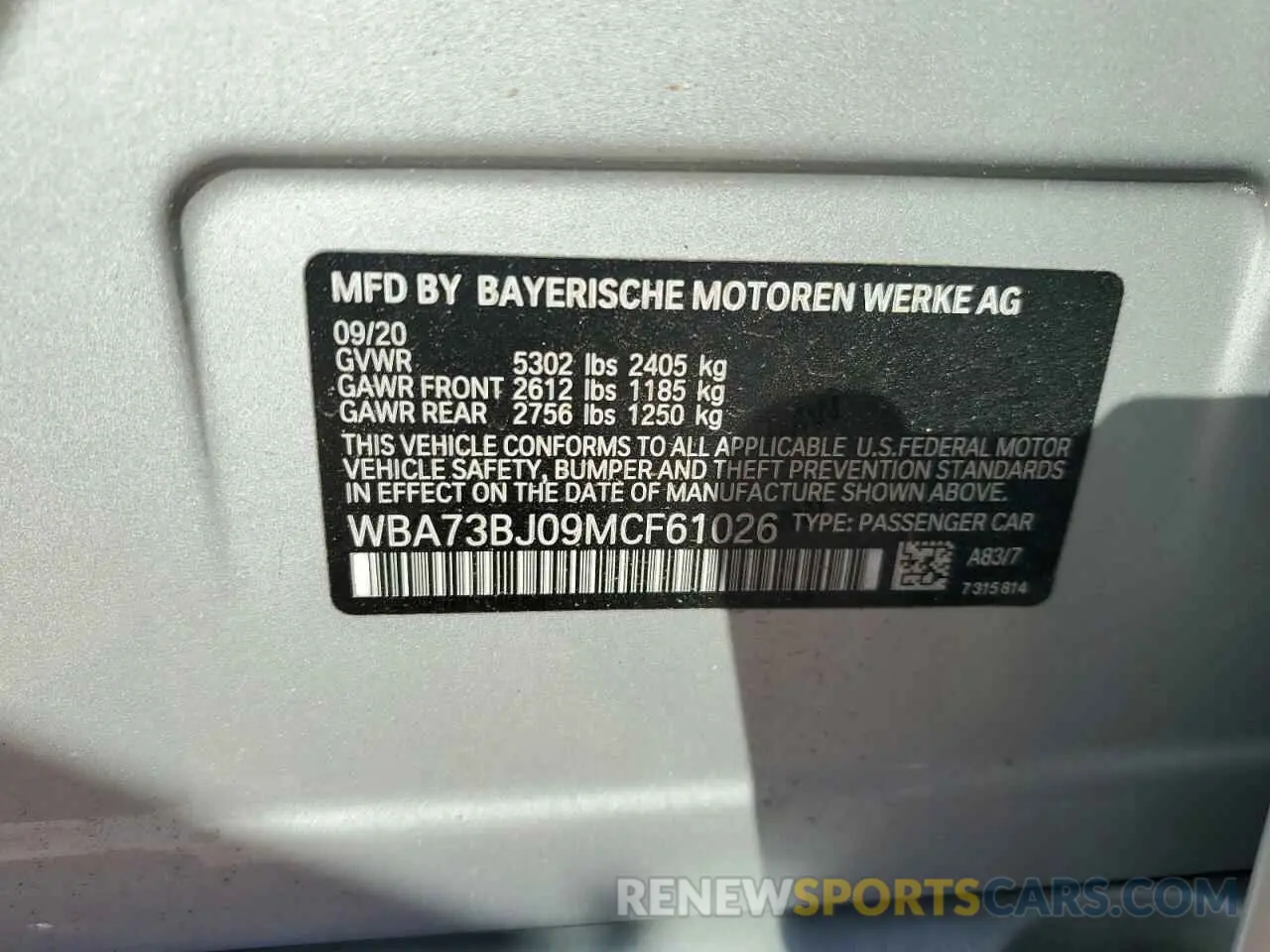 13 Photograph of a damaged car WBA73BJ09MCF61026 BMW 5 SERIES 2021