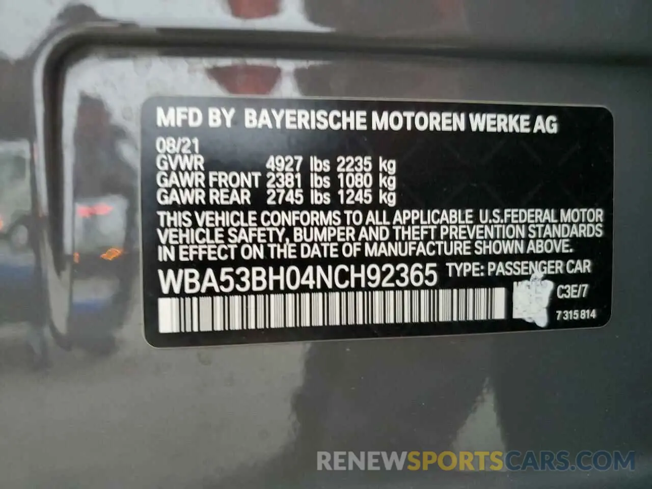 12 Photograph of a damaged car WBA53BH04NCH92365 BMW 5 SERIES 2022