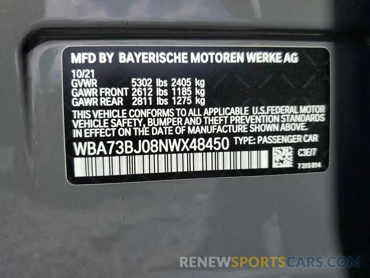 12 Photograph of a damaged car WBA73BJ08NWX48450 BMW 5 SERIES 2022