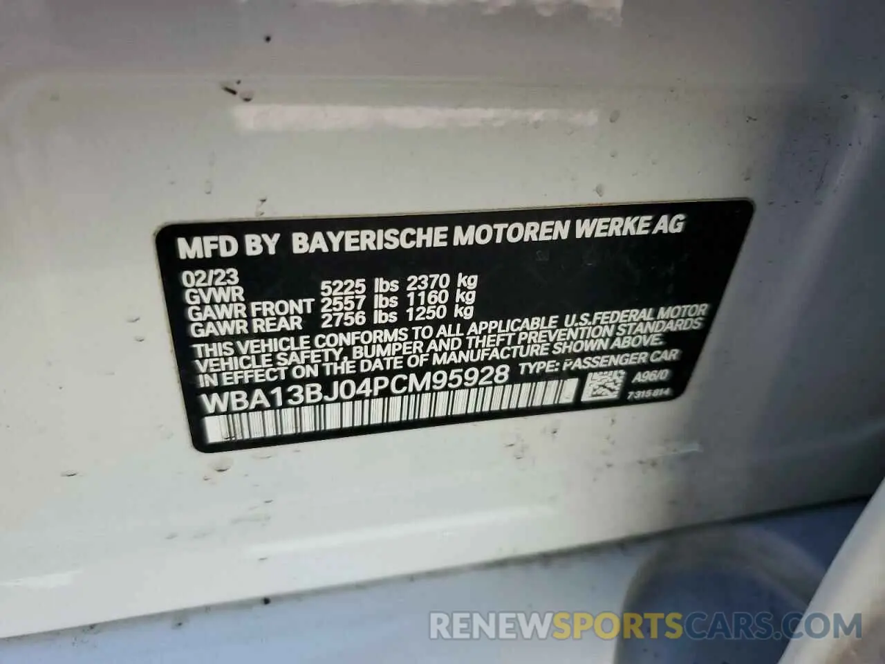 12 Photograph of a damaged car WBA13BJ04PCM95928 BMW 5 SERIES 2023