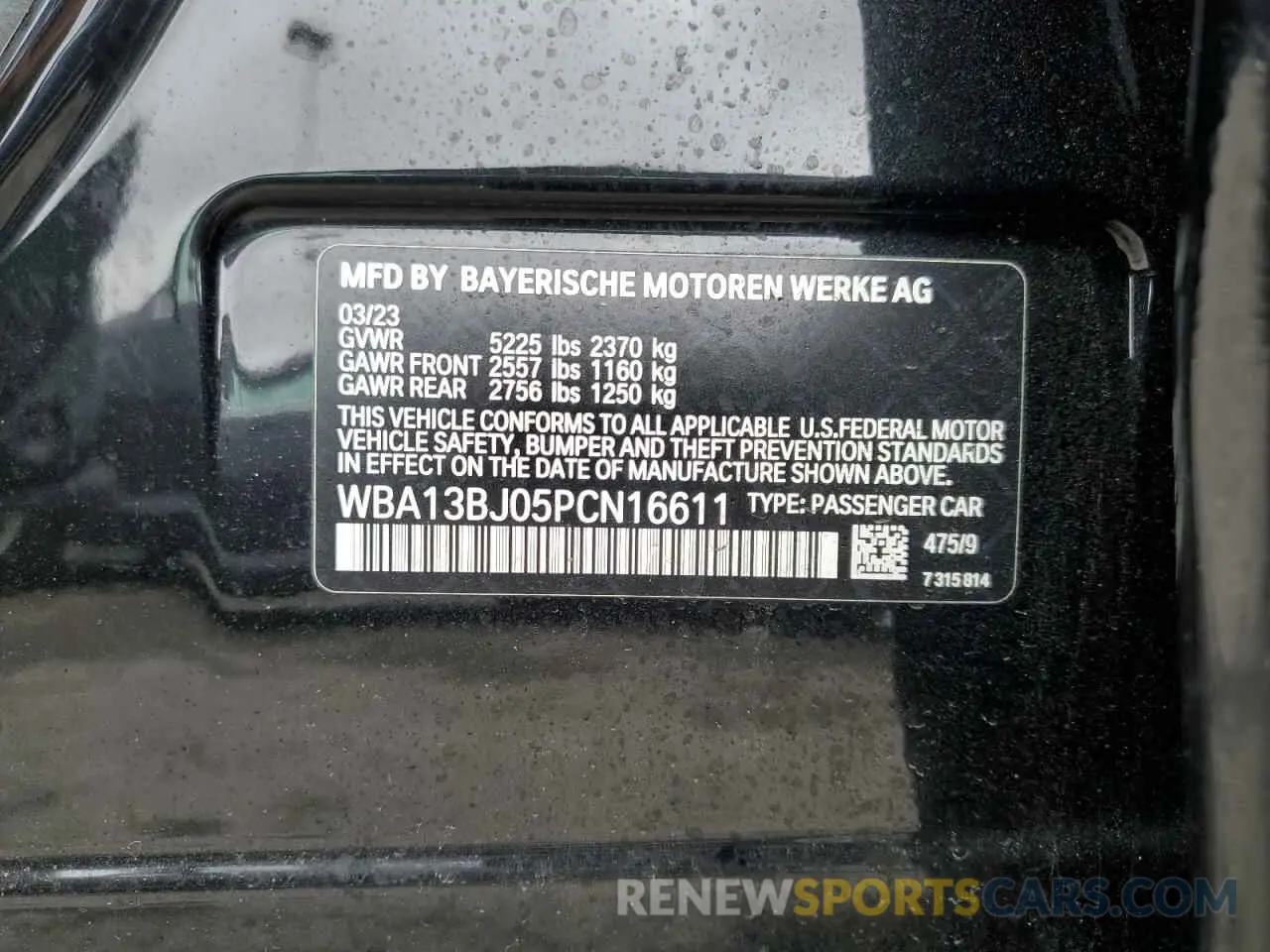 13 Photograph of a damaged car WBA13BJ05PCN16611 BMW 5 SERIES 2023