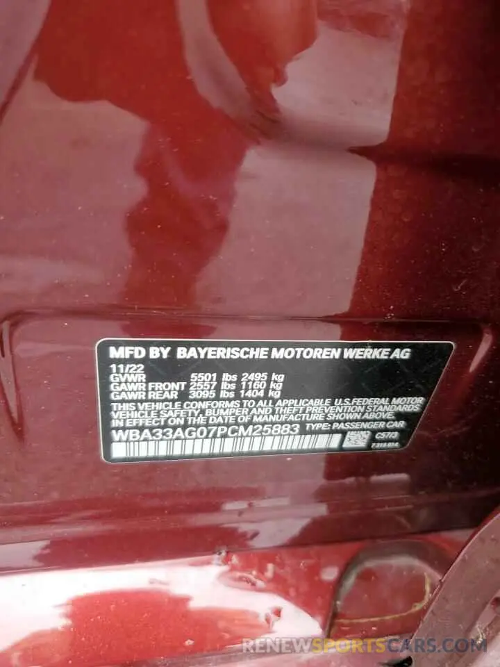 12 Photograph of a damaged car WBA33AG07PCM25883 BMW 5 SERIES 2023