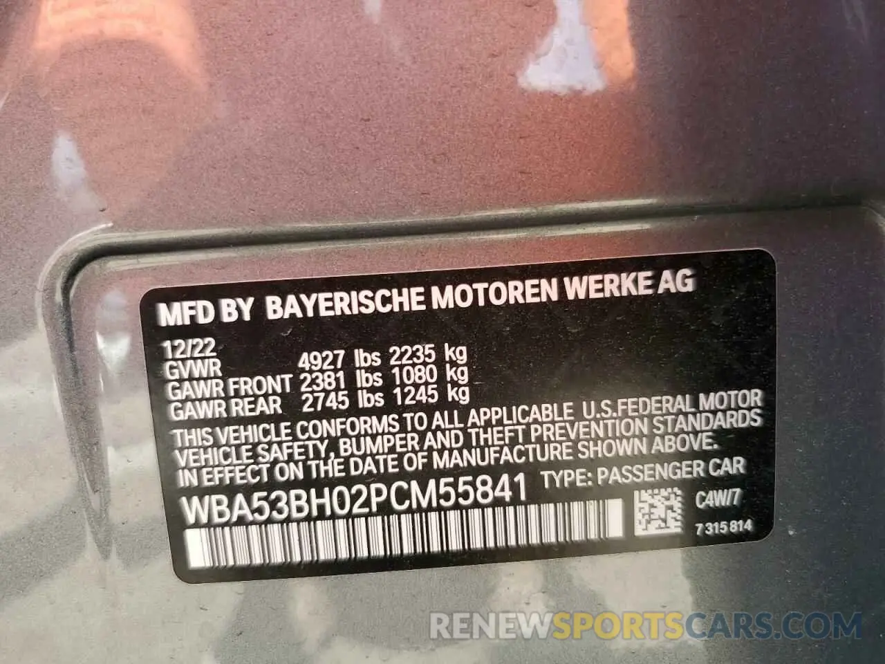 13 Photograph of a damaged car WBA53BH02PCM55841 BMW 5 SERIES 2023