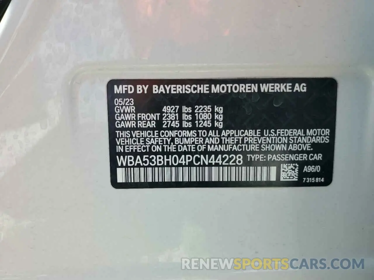 13 Photograph of a damaged car WBA53BH04PCN44228 BMW 5 SERIES 2023
