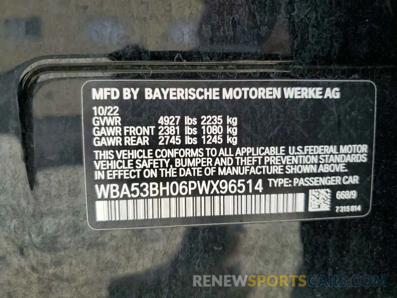14 Photograph of a damaged car WBA53BH06PWX96514 BMW 5 SERIES 2023