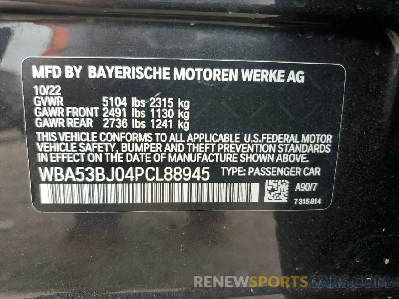 14 Photograph of a damaged car WBA53BJ04PCL88945 BMW 5 SERIES 2023