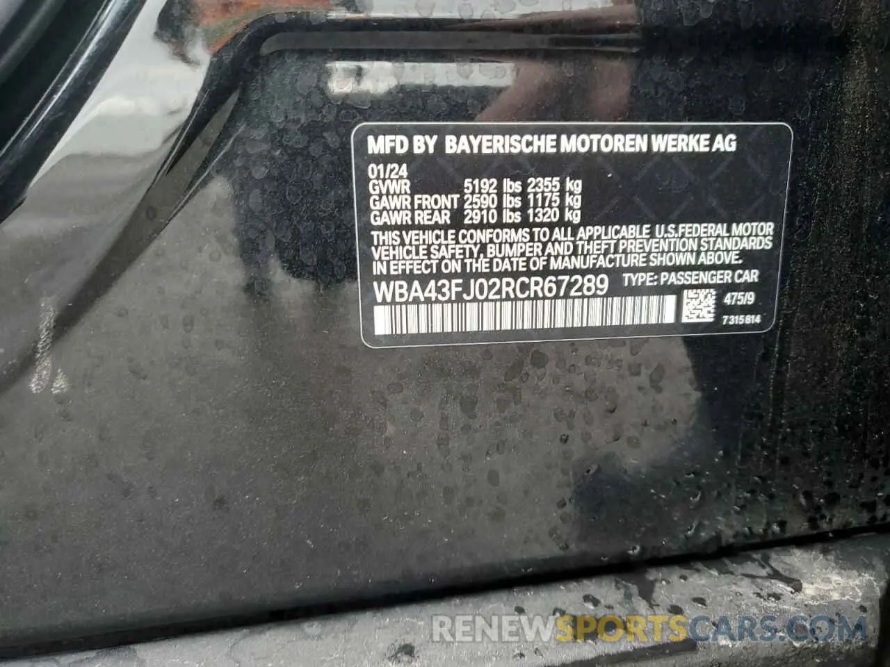 12 Photograph of a damaged car WBA43FJ02RCR67289 BMW 5 SERIES 2024