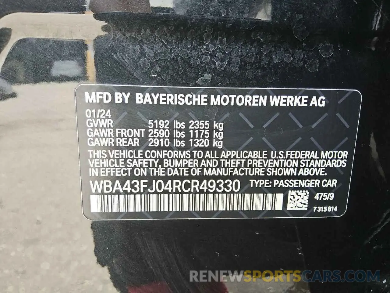 12 Photograph of a damaged car WBA43FJ04RCR49330 BMW 5 SERIES 2024