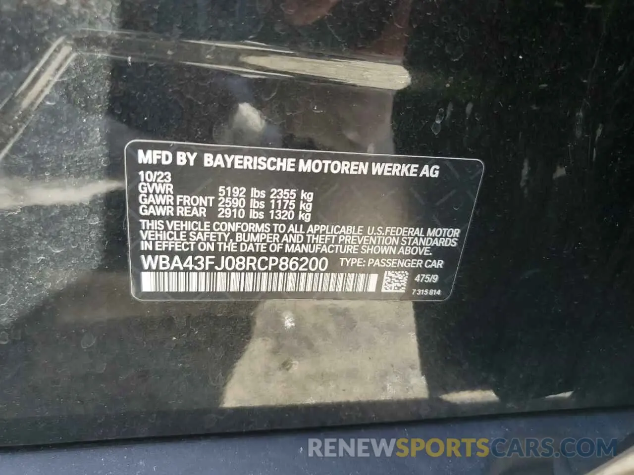 12 Photograph of a damaged car WBA43FJ08RCP86200 BMW 5 SERIES 2024