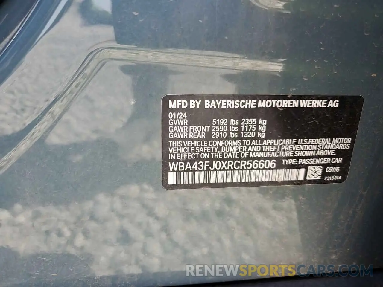 12 Photograph of a damaged car WBA43FJ0XRCR56606 BMW 5 SERIES 2024
