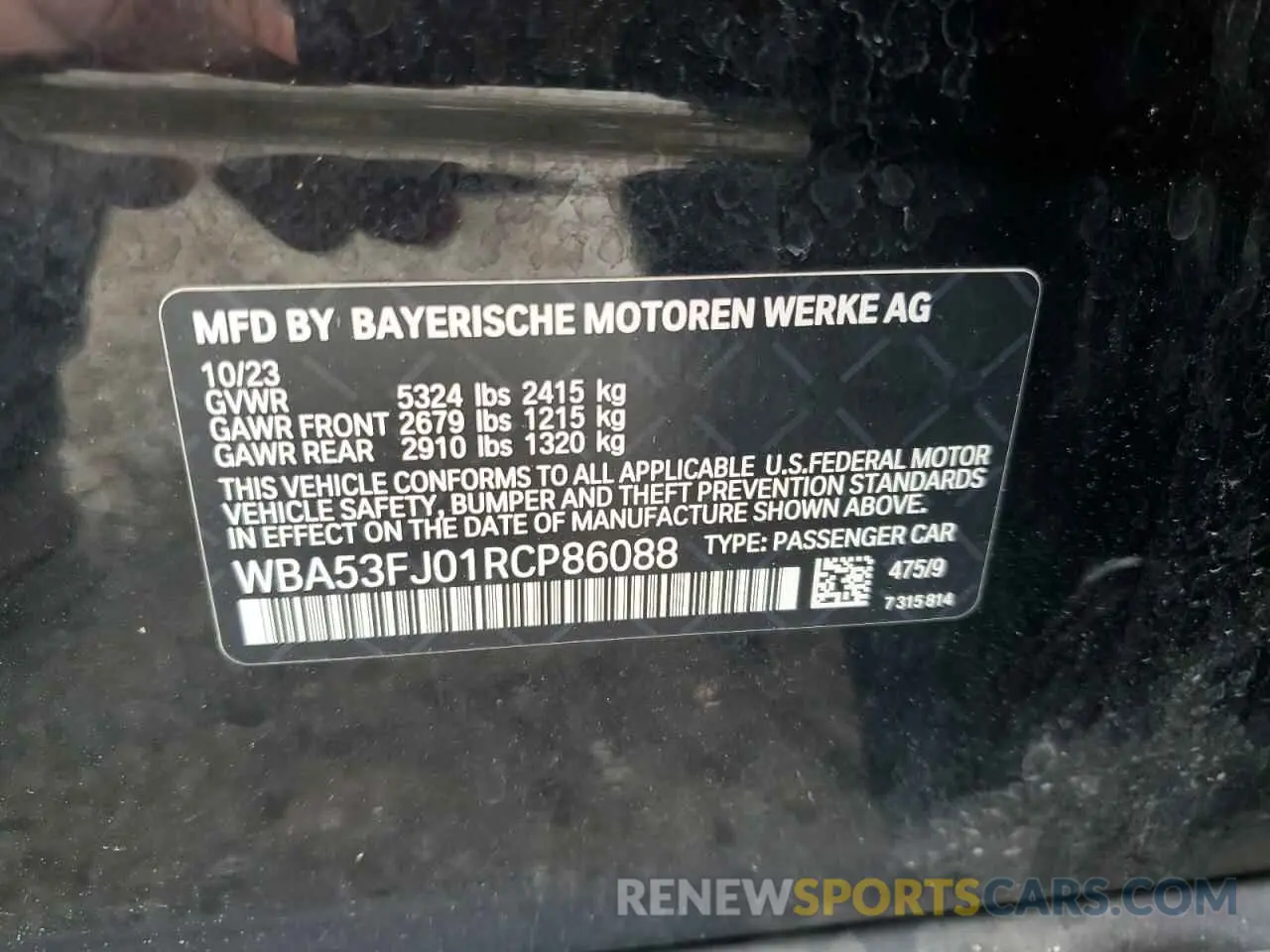 12 Photograph of a damaged car WBA53FJ01RCP86088 BMW 5 SERIES 2024