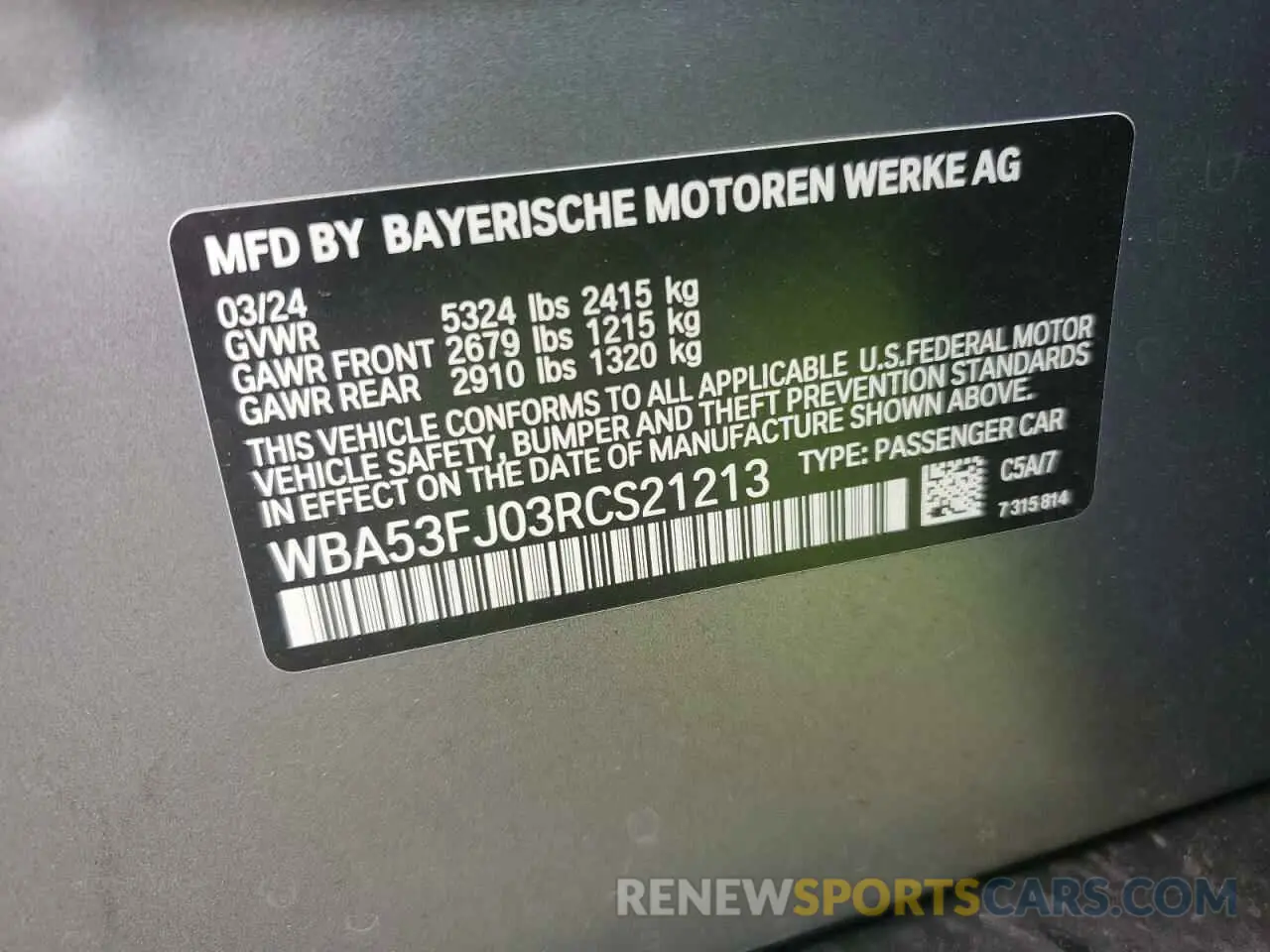 14 Photograph of a damaged car WBA53FJ03RCS21213 BMW 5 SERIES 2024
