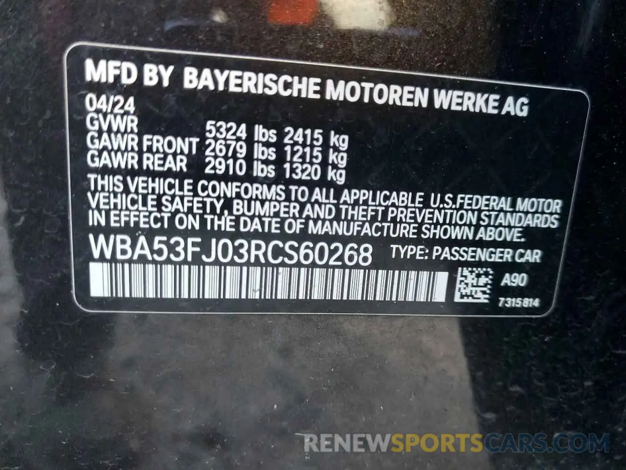 13 Photograph of a damaged car WBA53FJ03RCS60268 BMW 5 SERIES 2024