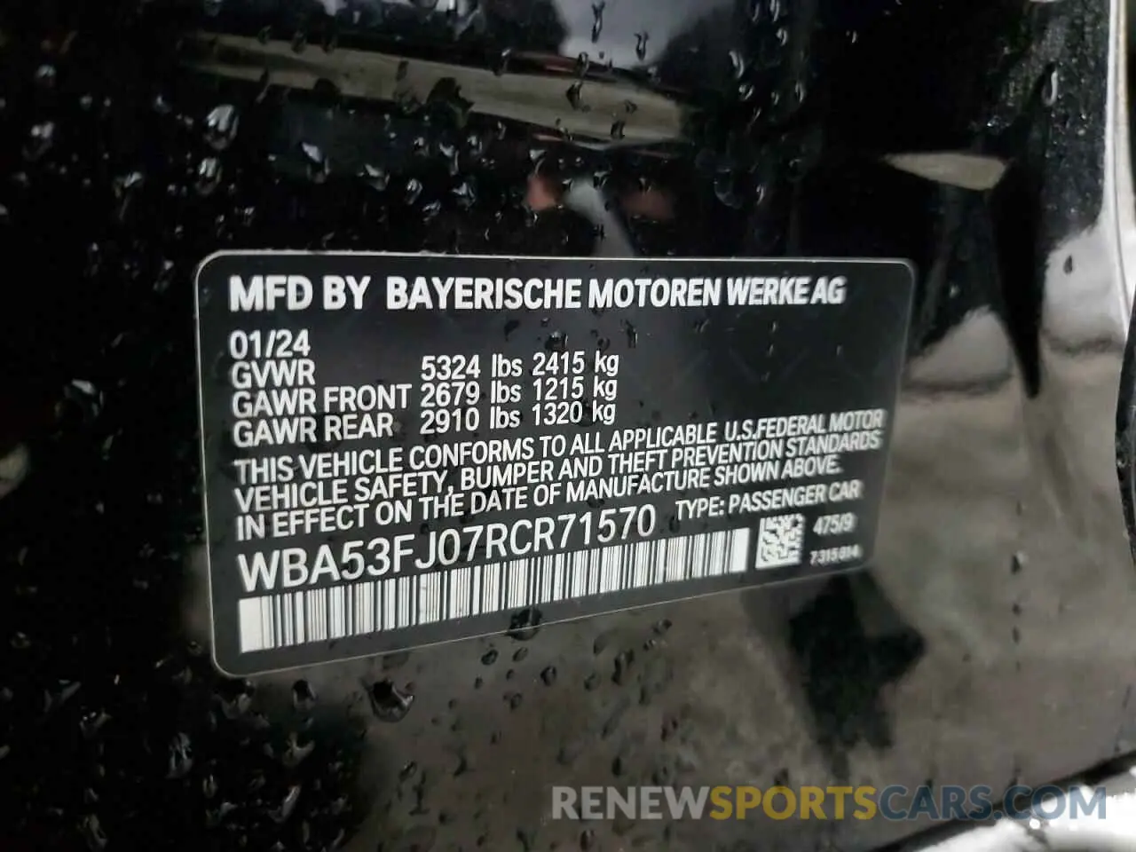 12 Photograph of a damaged car WBA53FJ07RCR71570 BMW 5 SERIES 2024