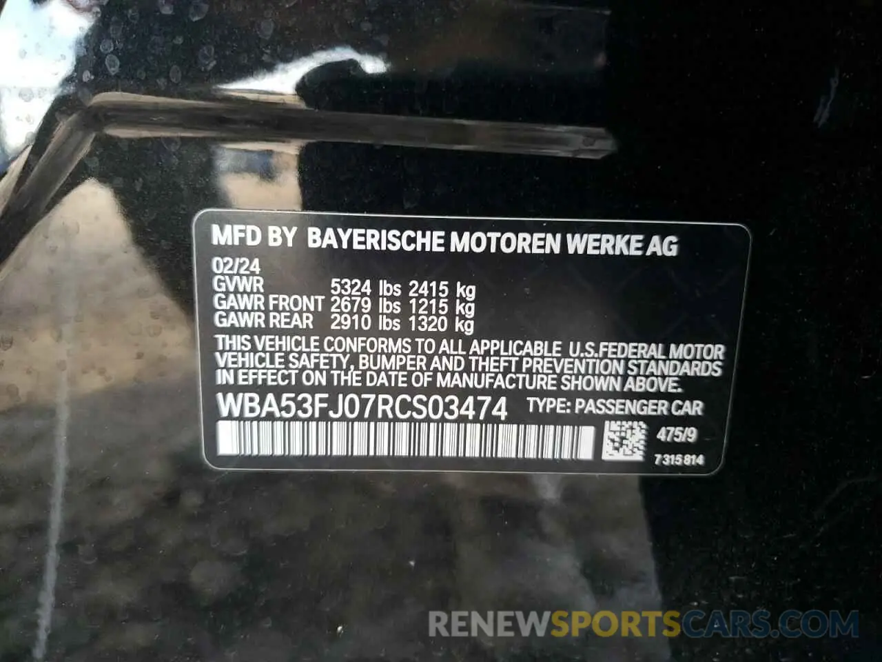 13 Photograph of a damaged car WBA53FJ07RCS03474 BMW 5 SERIES 2024