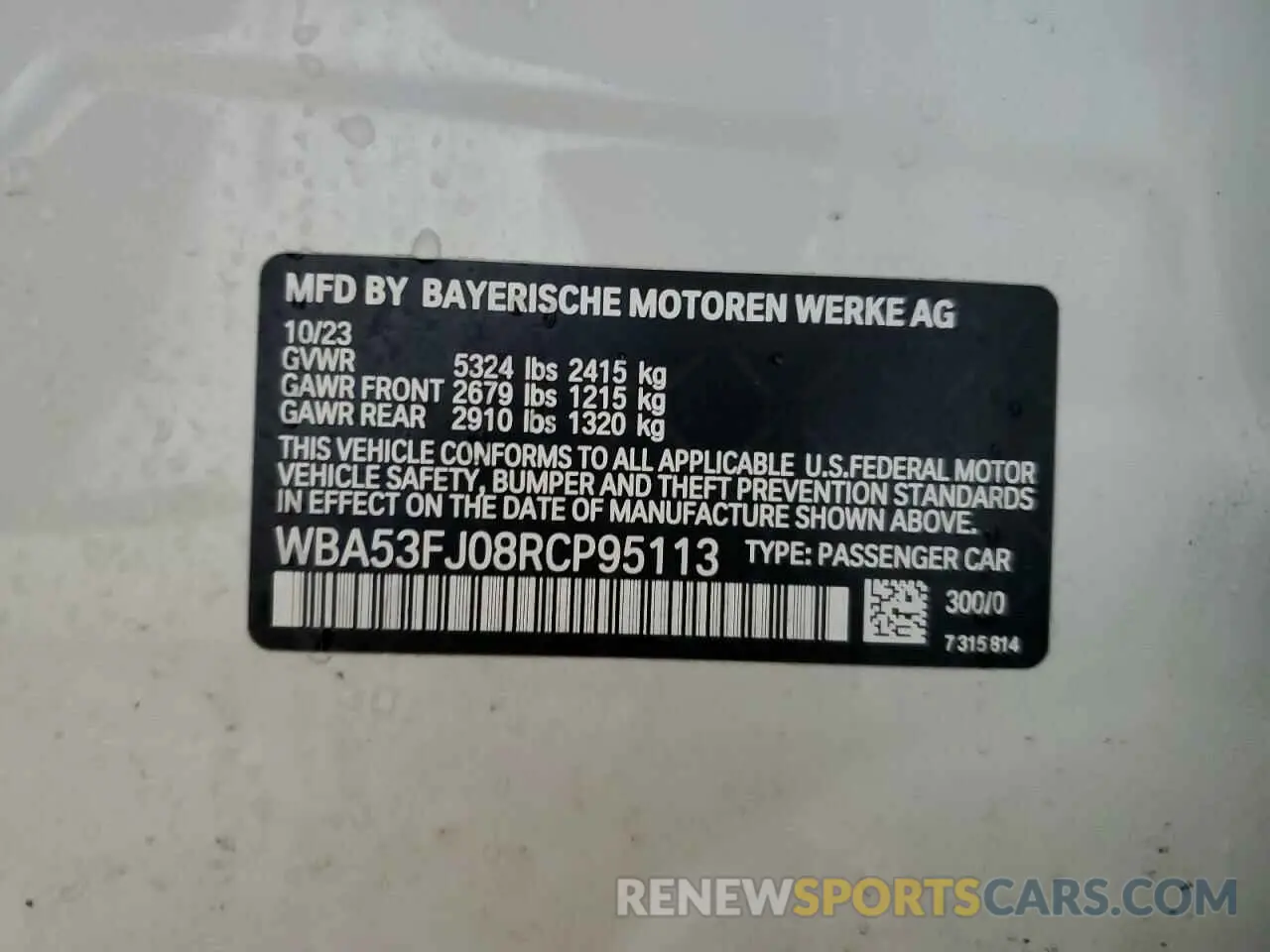 13 Photograph of a damaged car WBA53FJ08RCP95113 BMW 5 SERIES 2024