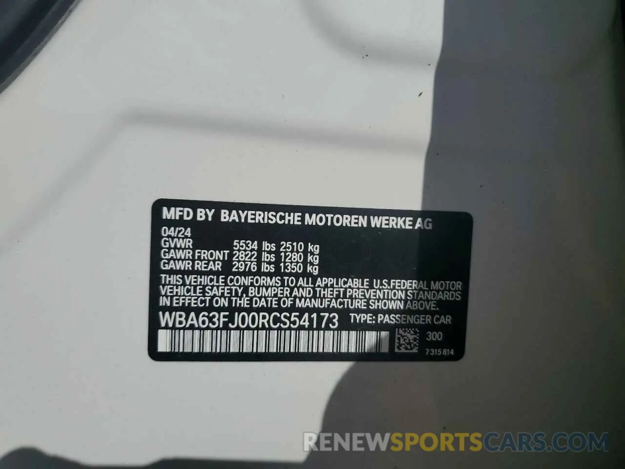 13 Photograph of a damaged car WBA63FJ00RCS54173 BMW 5 SERIES 2024
