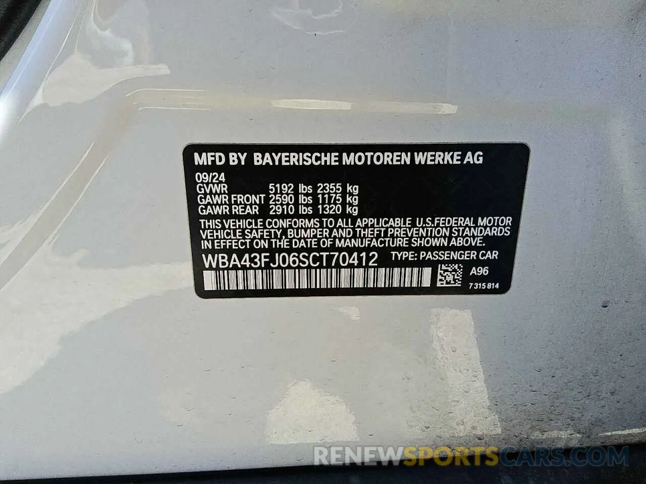 12 Photograph of a damaged car WBA43FJ06SCT70412 BMW 5 SERIES 2025