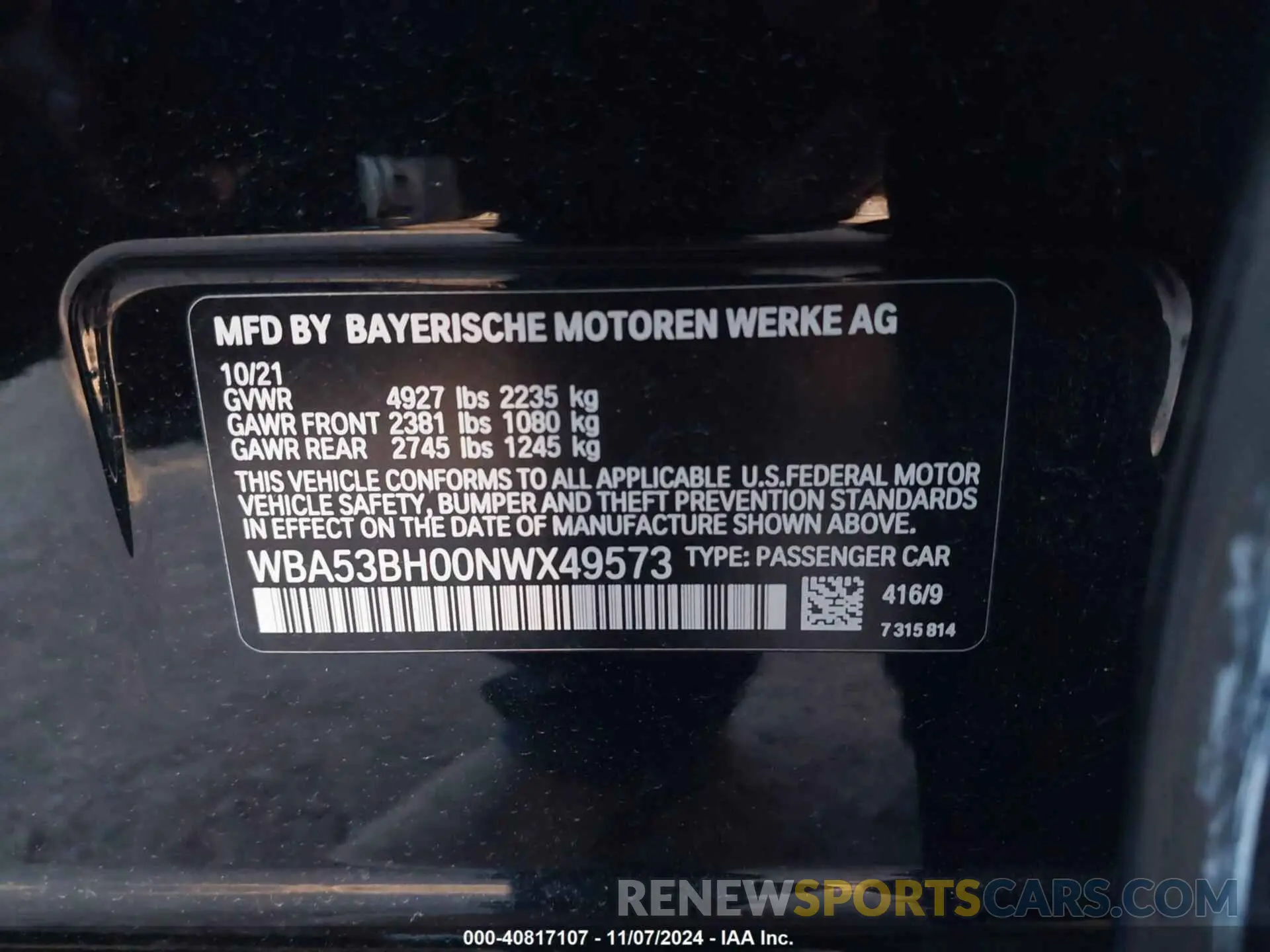 9 Photograph of a damaged car WBA53BH00NWX49573 BMW 530 2022