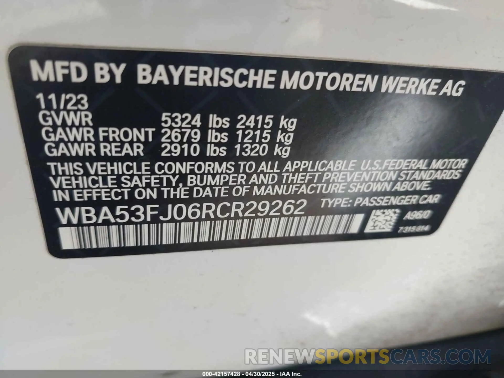 9 Photograph of a damaged car WBA53FJ06RCR29262 BMW 530 2024