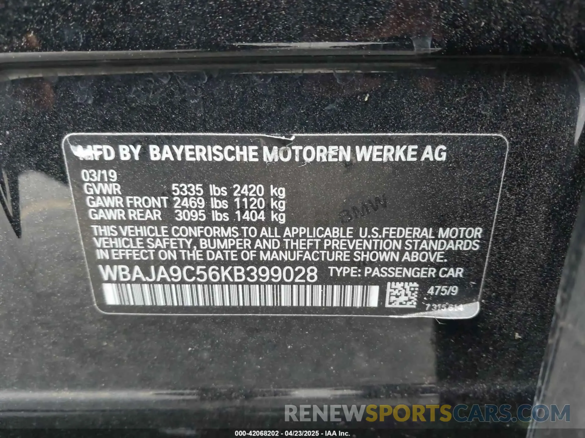 9 Photograph of a damaged car WBAJA9C56KB399028 BMW 530E 2019