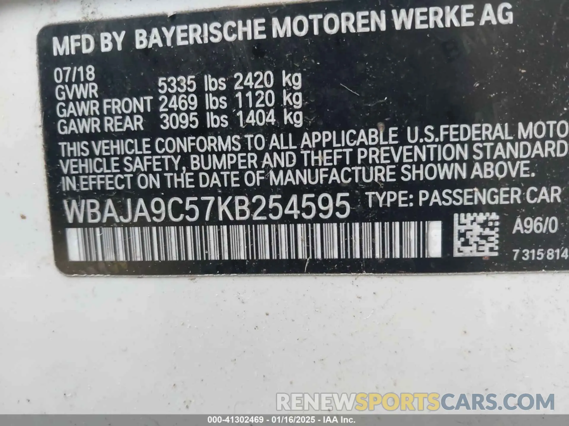 9 Photograph of a damaged car WBAJA9C57KB254595 BMW 530E 2019