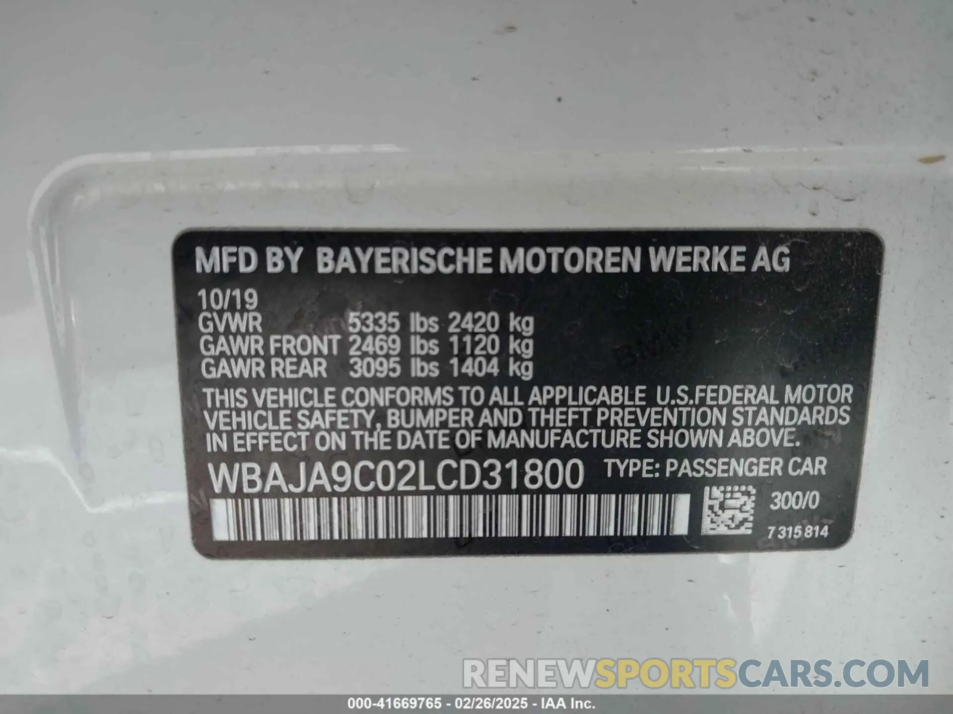 9 Photograph of a damaged car WBAJA9C02LCD31800 BMW 530E 2020
