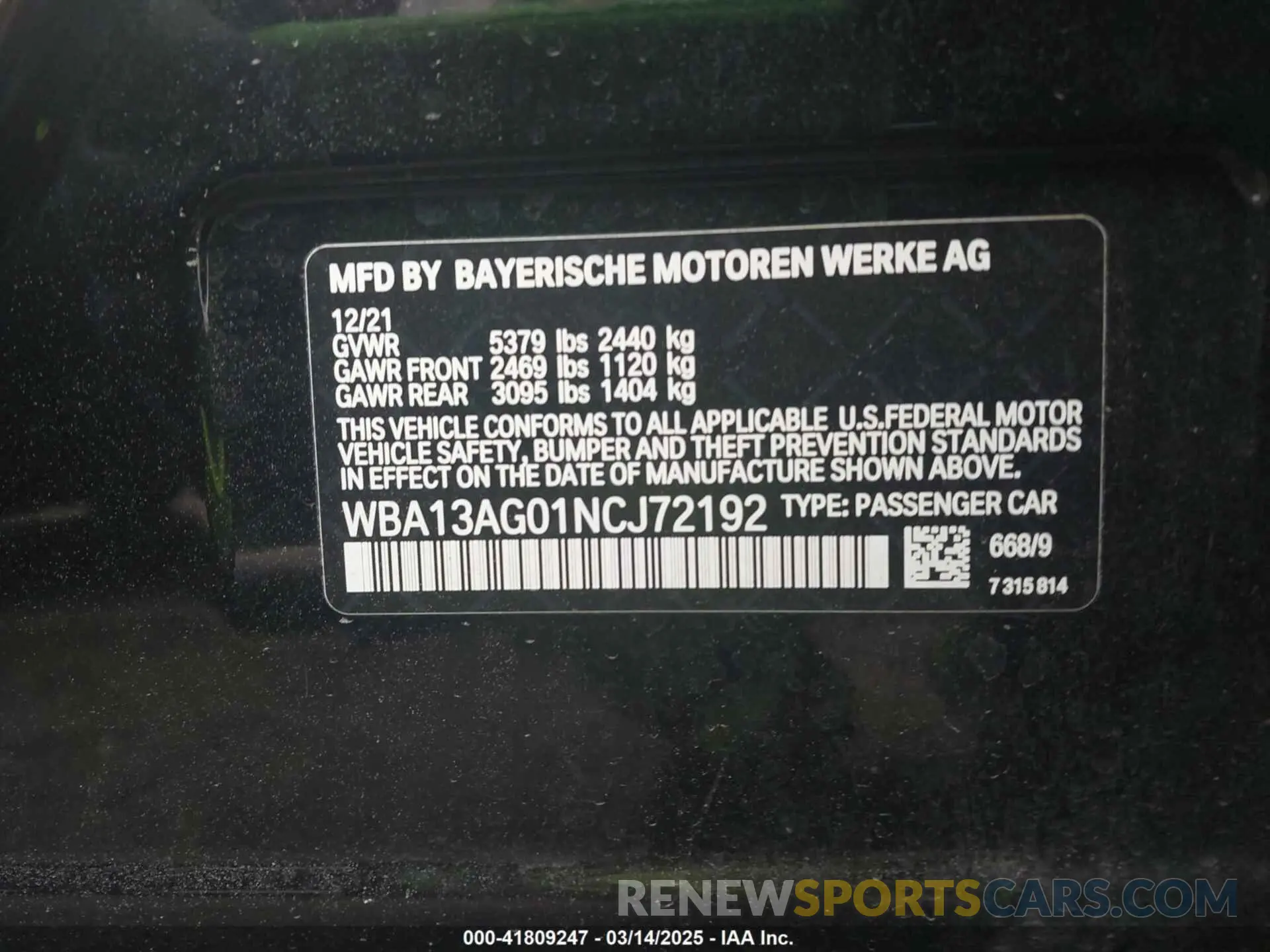 9 Photograph of a damaged car WBA13AG01NCJ72192 BMW 530E 2022