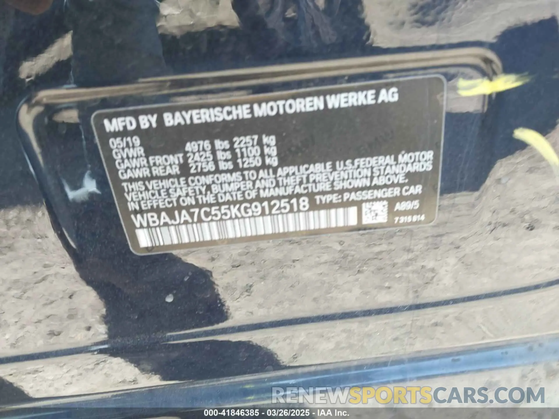 9 Photograph of a damaged car WBAJA7C55KG912518 BMW 530I 2019