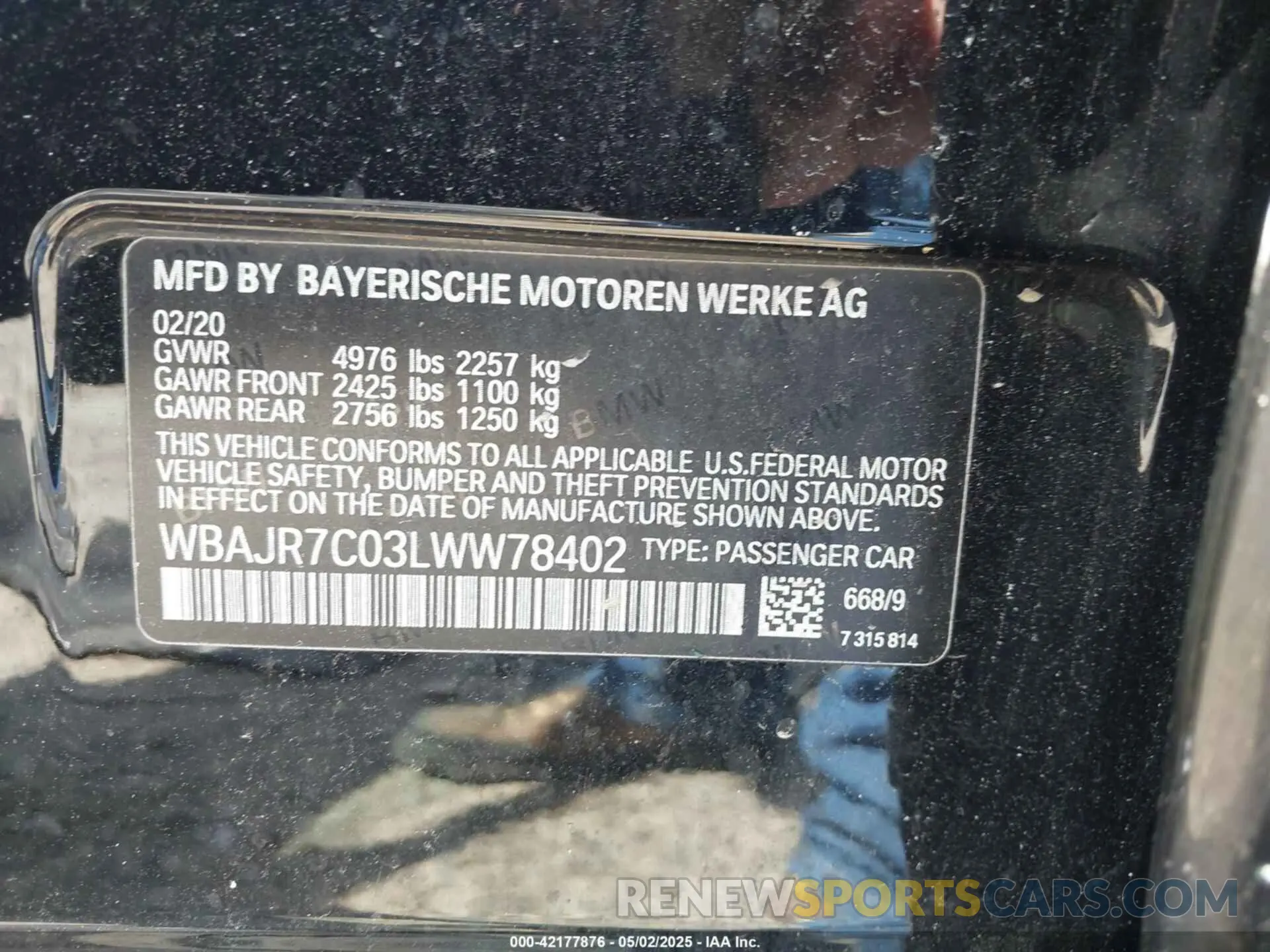 9 Photograph of a damaged car WBAJR7C03LWW78402 BMW 530I 2020