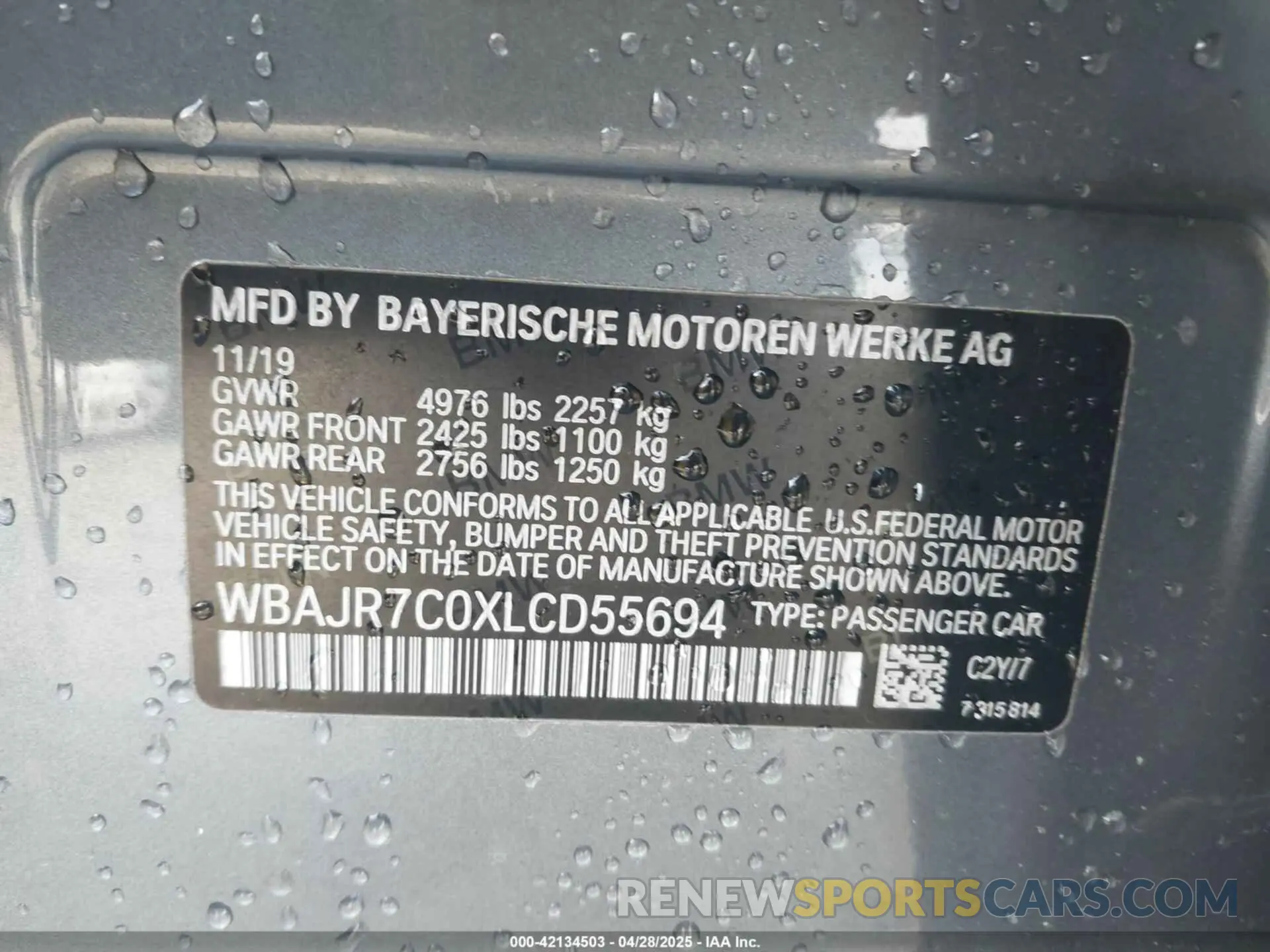 9 Photograph of a damaged car WBAJR7C0XLCD55694 BMW 530I 2020