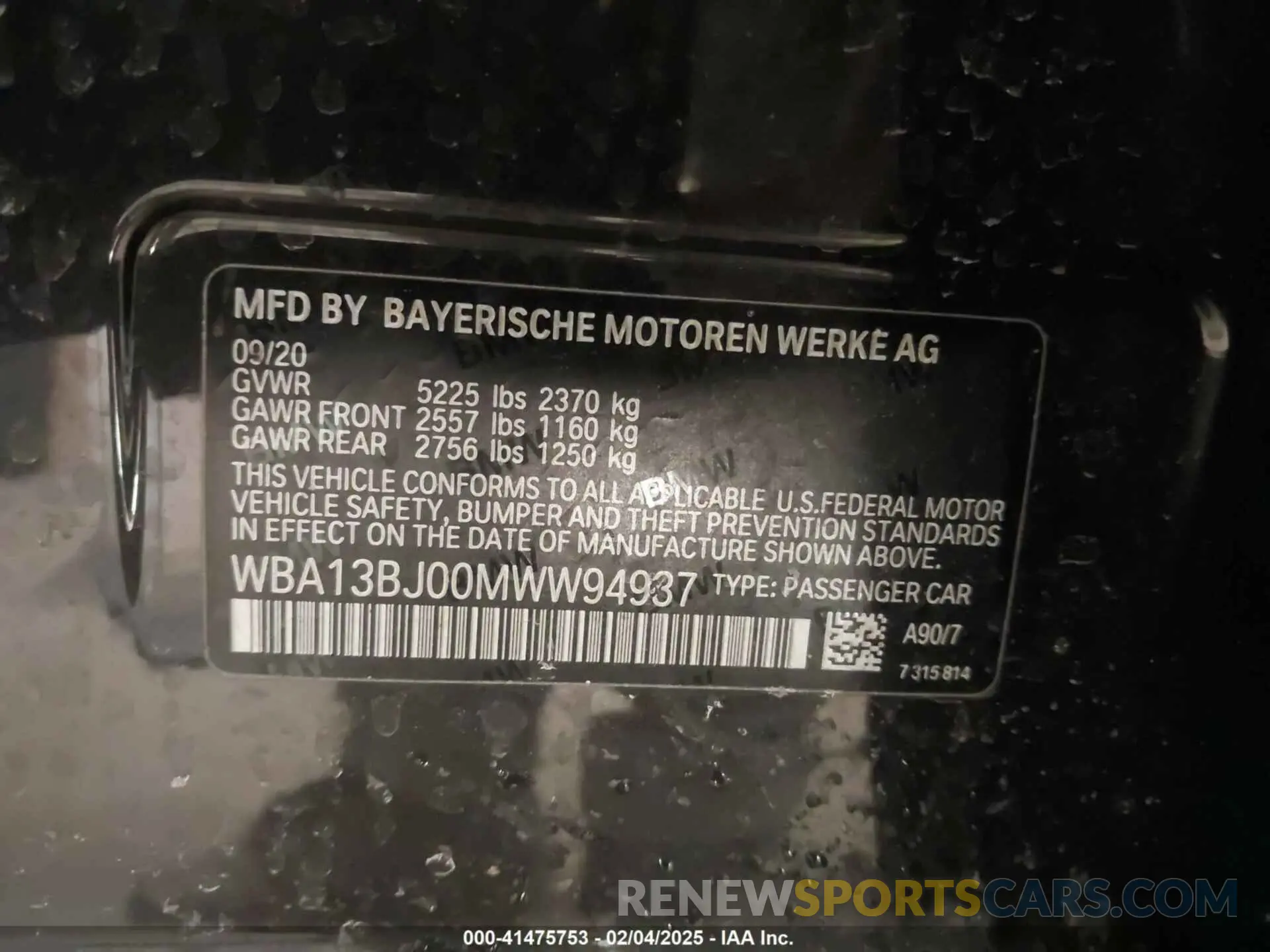 9 Photograph of a damaged car WBA13BJ00MWW94937 BMW 530I 2021