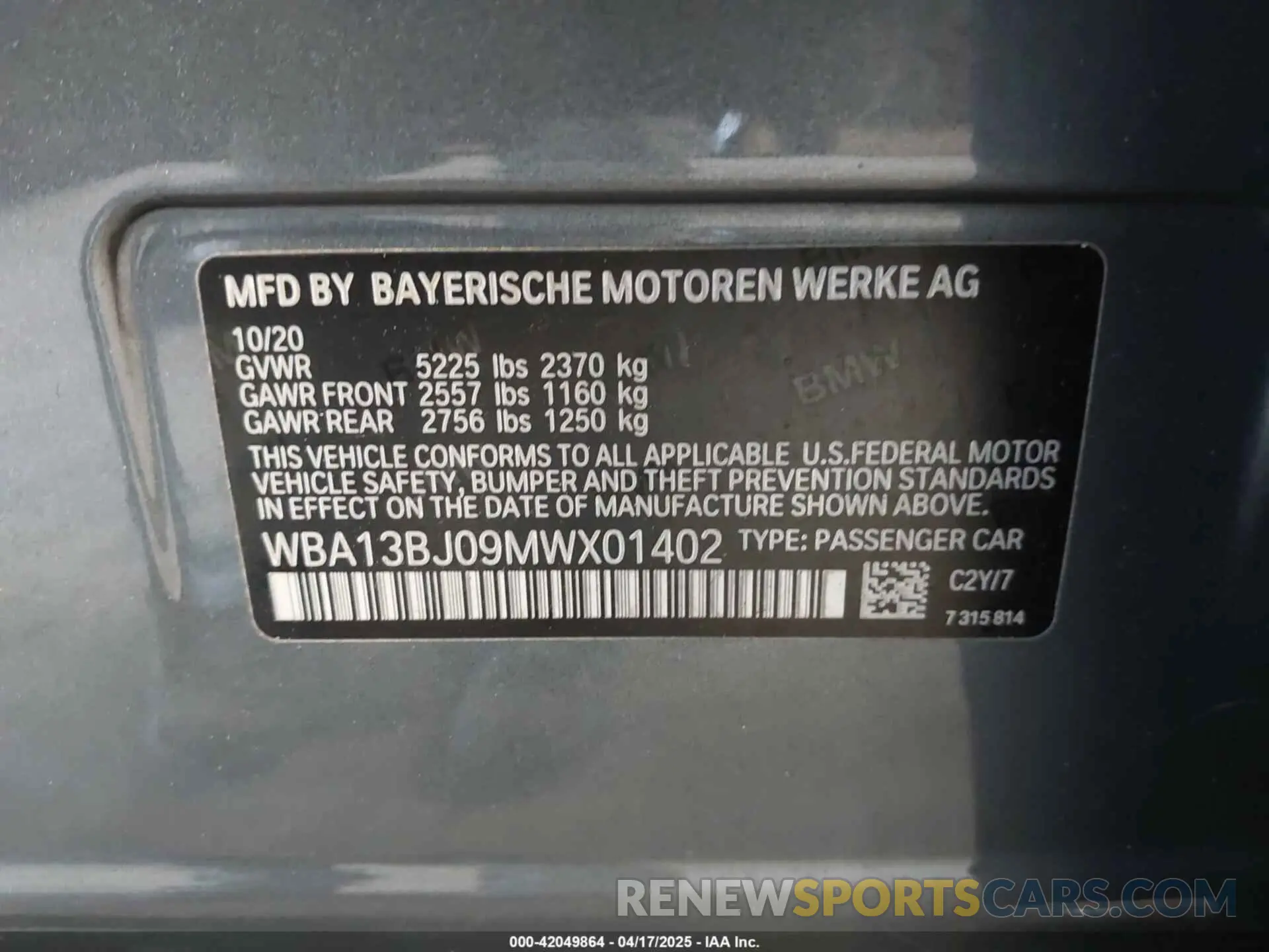 9 Photograph of a damaged car WBA13BJ09MWX01402 BMW 530I 2021