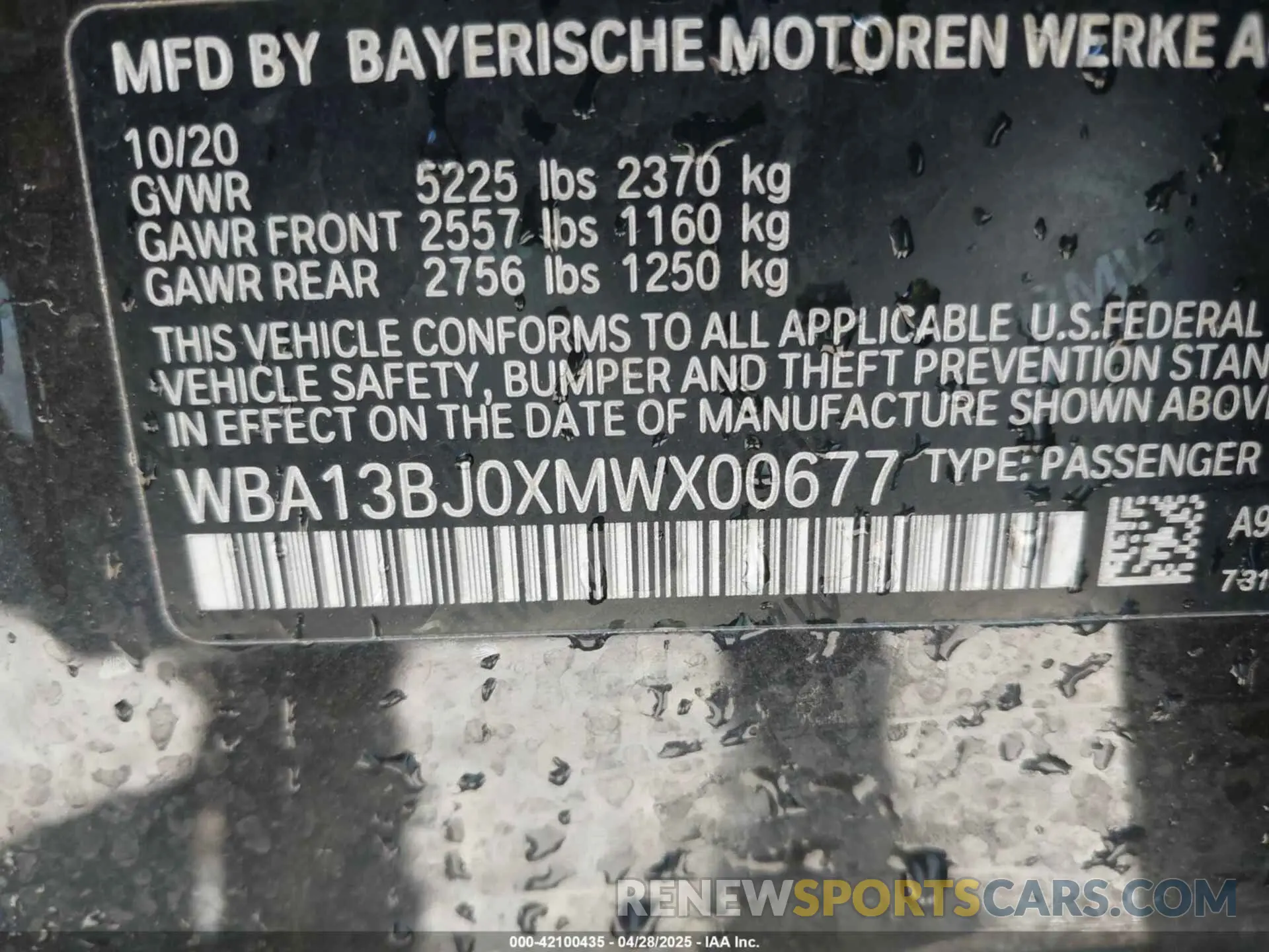 9 Photograph of a damaged car WBA13BJ0XMWX00677 BMW 530I 2021