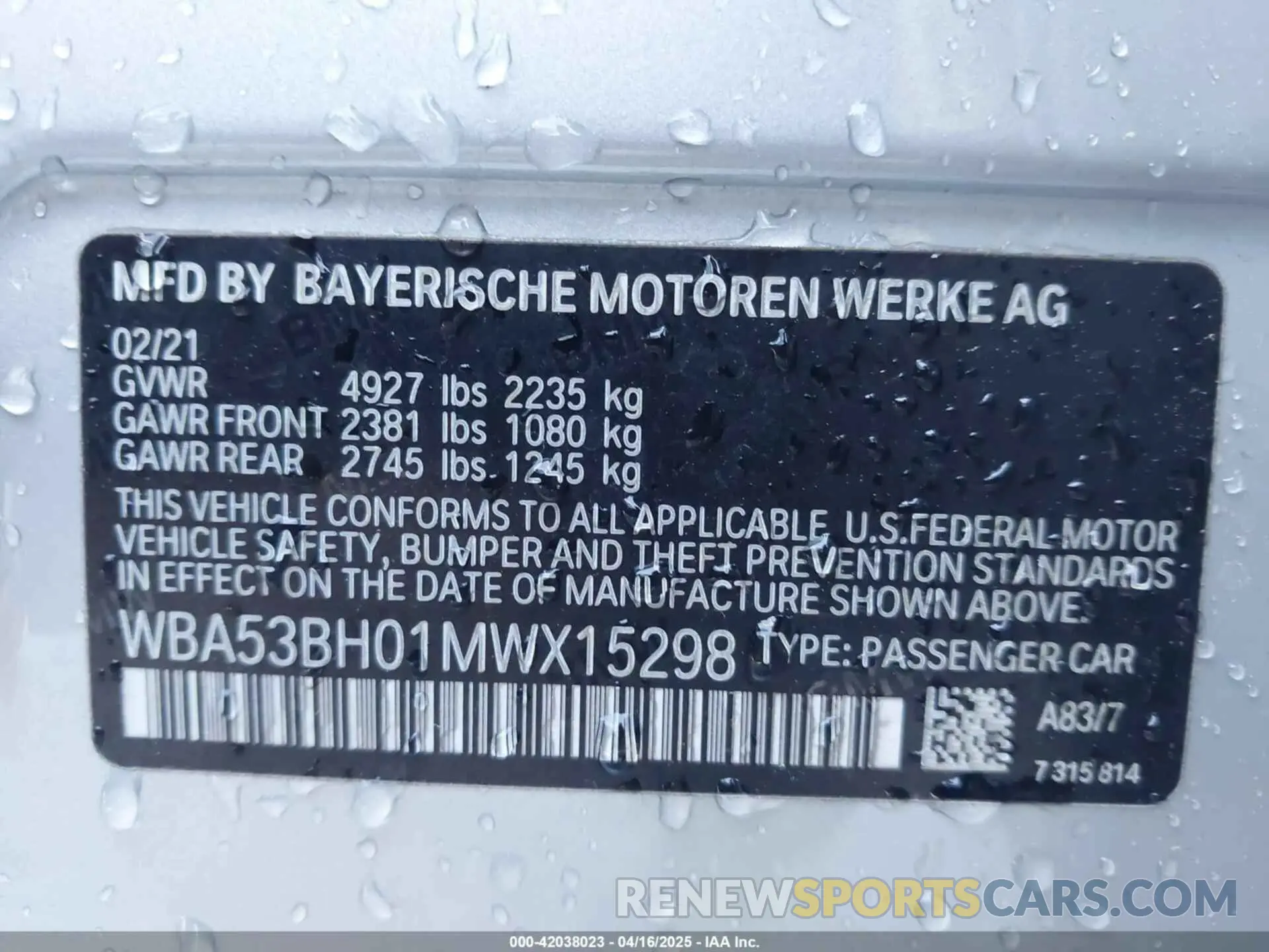 9 Photograph of a damaged car WBA53BH01MWX15298 BMW 530I 2021